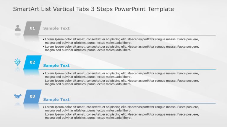 SmartArt List Vertical Tabs 3 Steps PowerPoint Template & Google Slides Theme