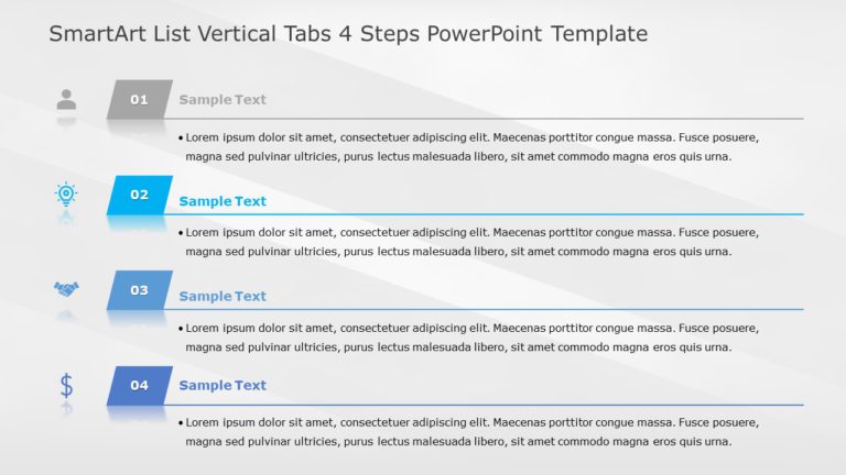 SmartArt List Vertical Tabs 4 Steps PowerPoint Template & Google Slides Theme