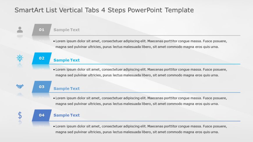 SmartArt List Vertical Tabs 4 Steps PowerPoint Template