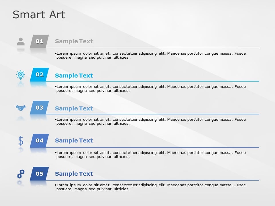 SmartArt List Vertical Tabs 5 Steps PowerPoint Template & Google Slides Theme