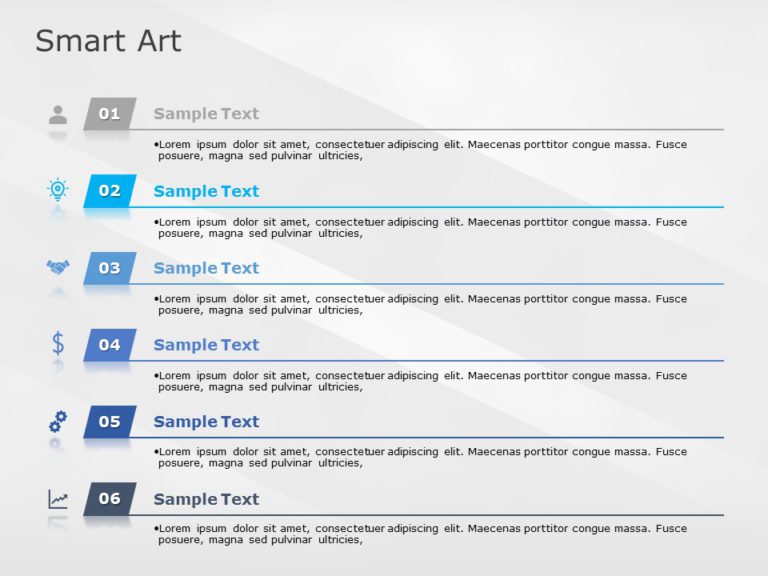SmartArt List Vertical Tabs 6 Steps PowerPoint Template