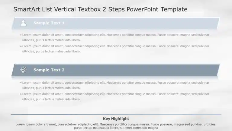 SmartArt List Vertical Textbox 2 Steps PowerPoint Template & Google Slides Theme