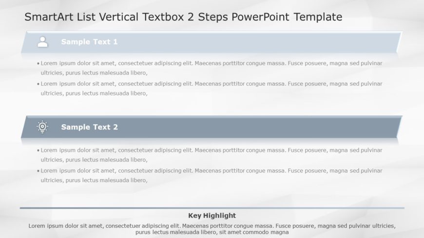 SmartArt List Vertical Textbox 2 Steps PowerPoint Template