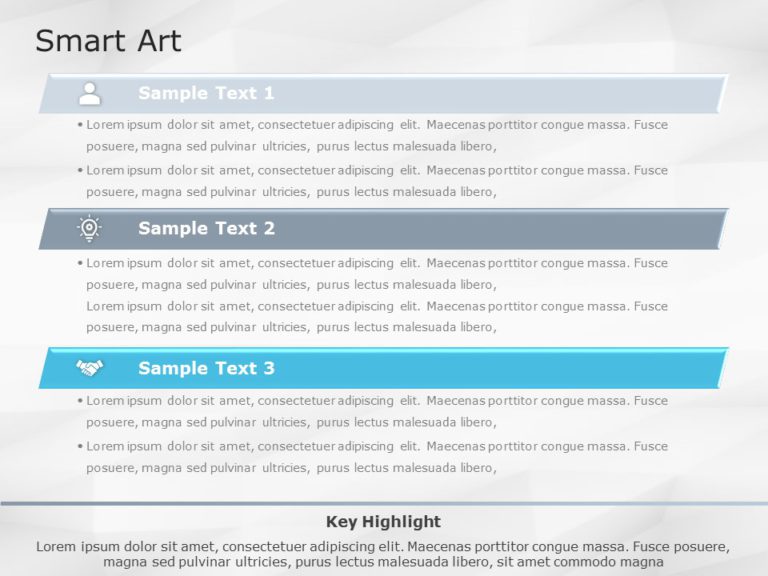 SmartArt List Vertical Textbox 3 Steps PowerPoint Template