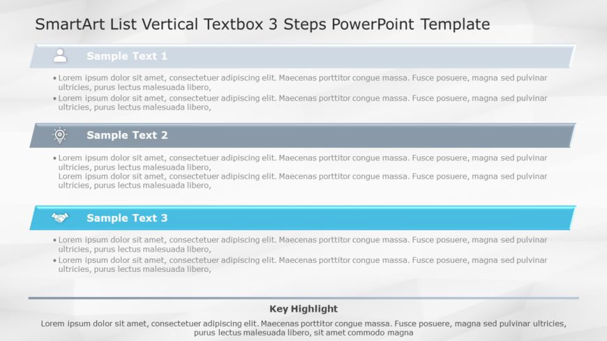 SmartArt List Vertical Textbox 3 Steps PowerPoint Template