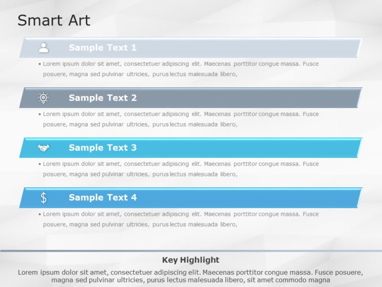 SmartArt List Vertical Textbox 4 Steps PowerPoint Template