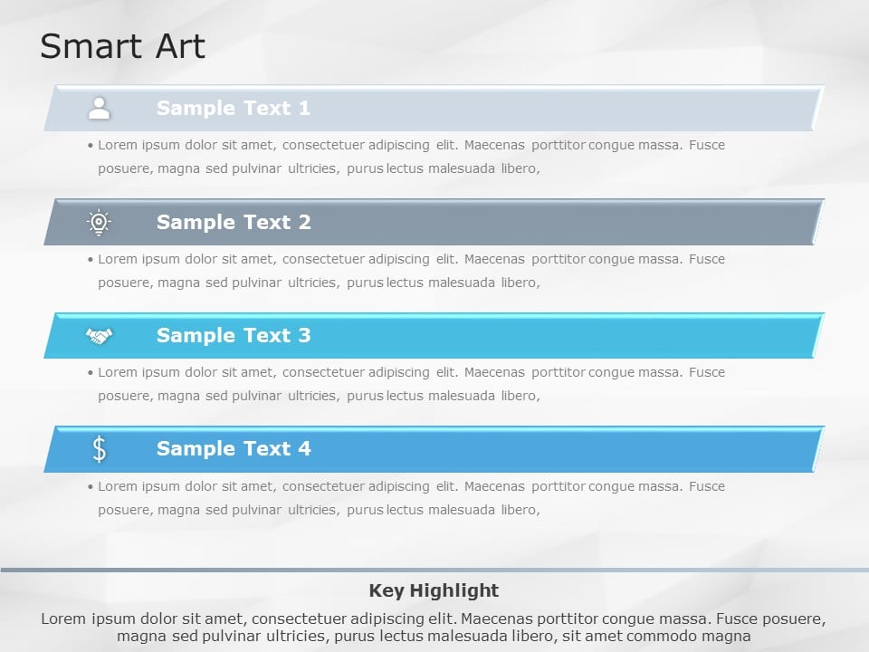 SmartArt List Vertical Textbox 4 Steps PowerPoint Template