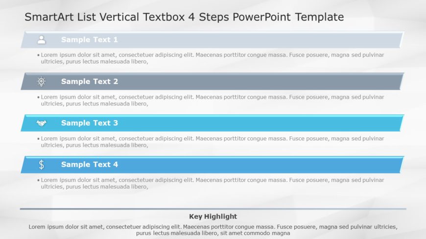 SmartArt List Vertical Textbox 4 Steps PowerPoint Template