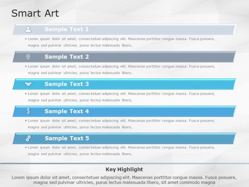 SmartArt List Vertical Textbox 5 Steps PowerPoint Template