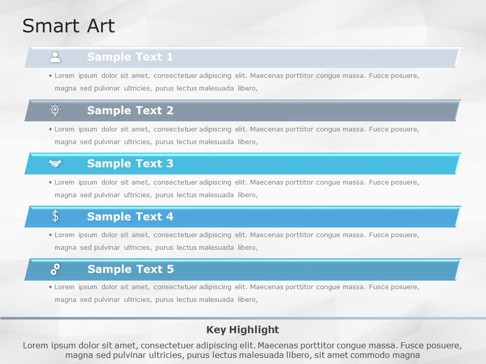 SmartArt List Vertical Textbox 5 Steps PowerPoint Template