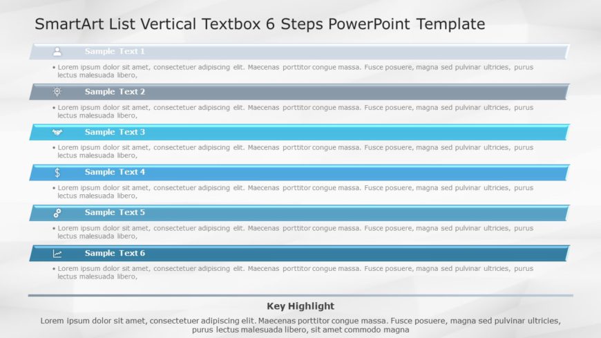 SmartArt List Vertical Textbox 6 Steps PowerPoint Template