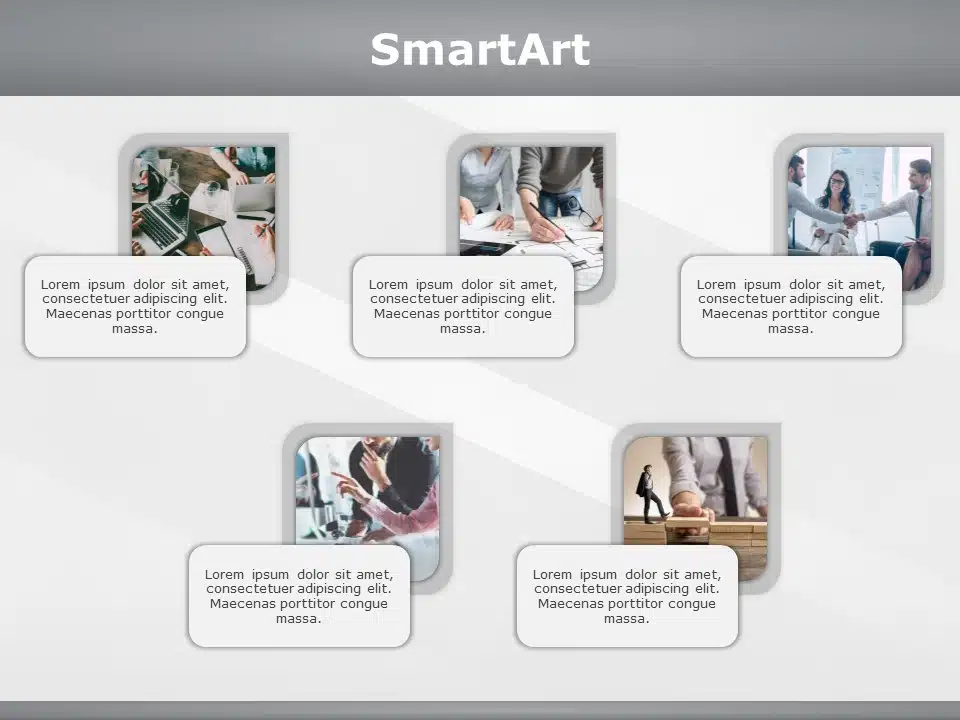 SmartArt Picture Horizontal Layout 5 Steps & Google Slides Theme