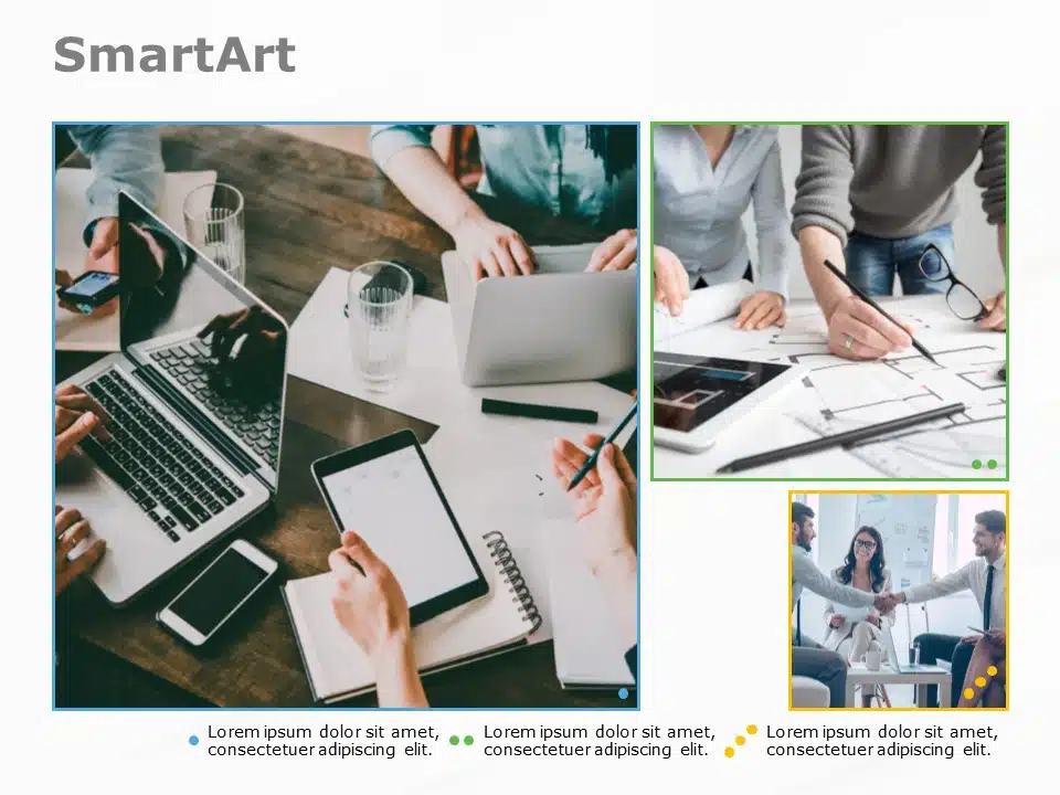 SmartArt Picture Pic Collage 3 Steps & Google Slides Theme