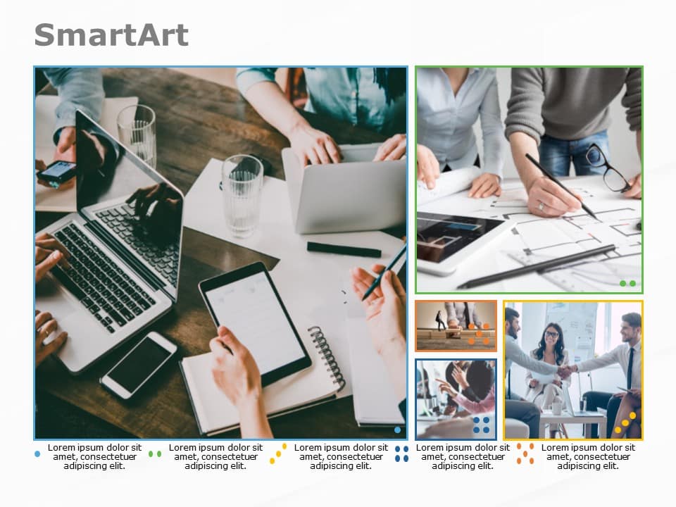 SmartArt Picture Pic Collage 5 Steps & Google Slides Theme