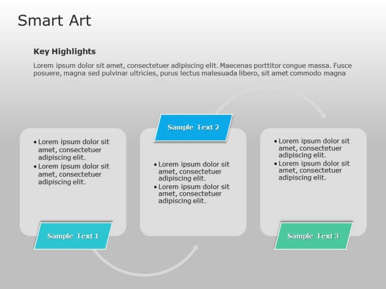 SmartArt Process Alternating Flow 3 Steps PowerPoint Template