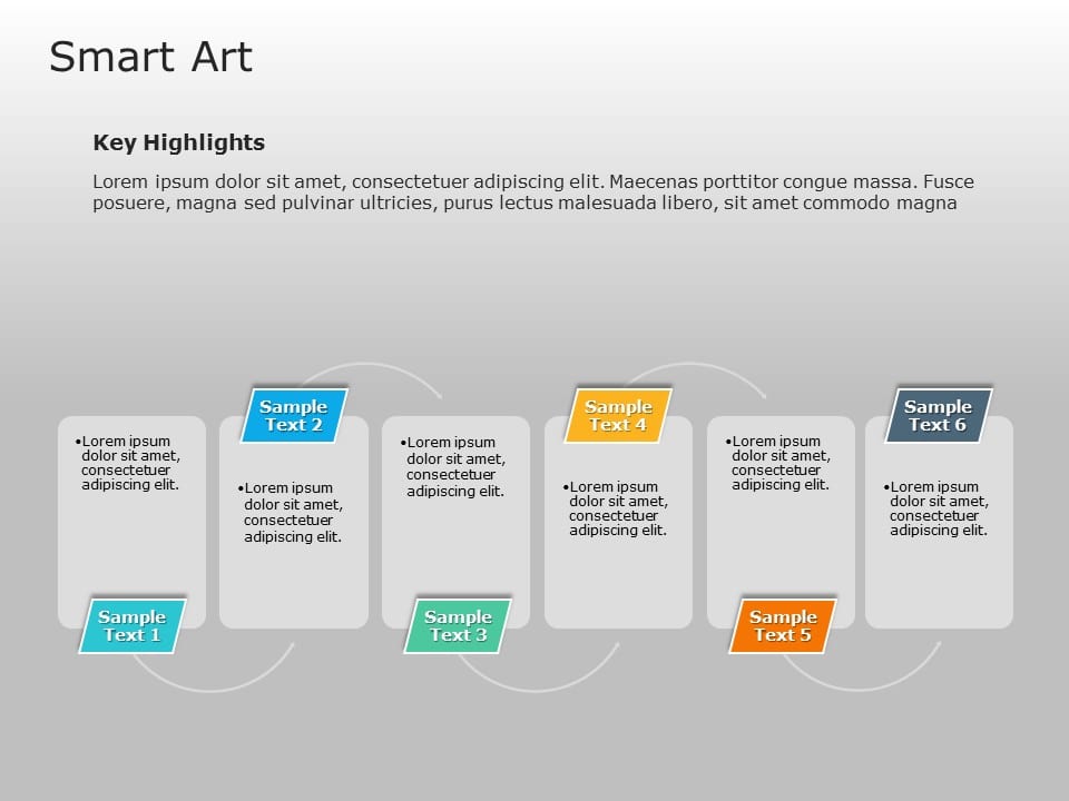 SmartArt Process Alternating Flow 6 Steps PowerPoint Template