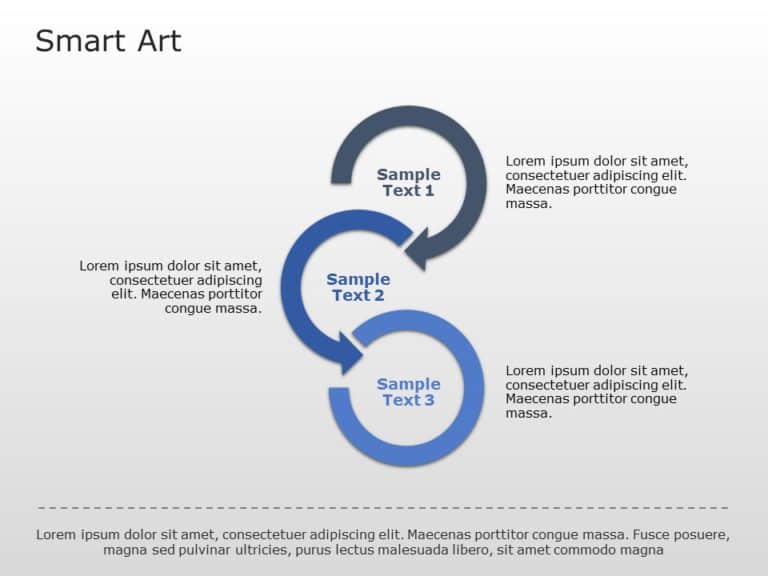 SmartArt Process Circle Arrows 3 Steps PowerPoint Template