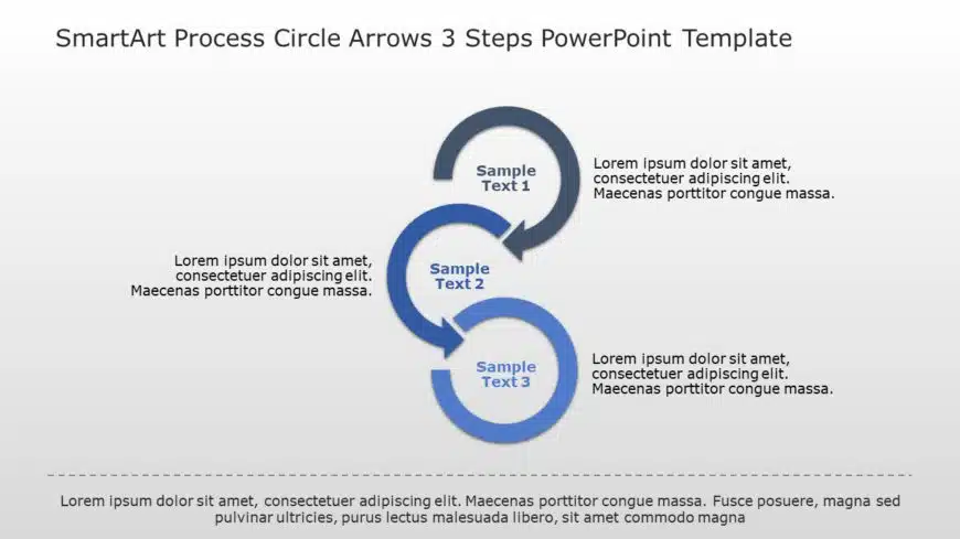 SmartArt Process Circle Arrows 3 Steps PowerPoint Template