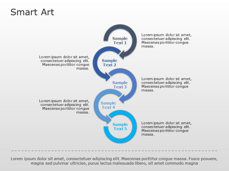 SmartArt Process Circle Arrows 5 Steps PowerPoint Template