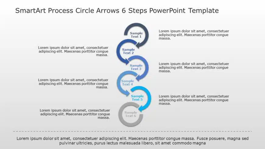 SmartArt Process Circle Arrows 6 Steps PowerPoint Template