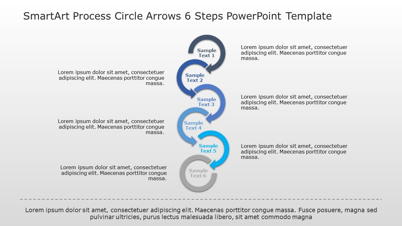 SmartArt Process Circle Arrows 6 Steps PowerPoint Template & Google Slides Theme