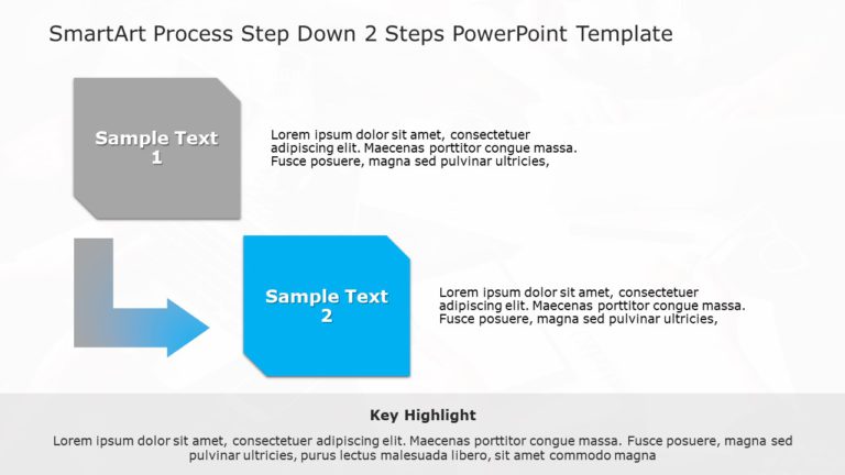 SmartArt Process Step Down 2 Steps PowerPoint Template & Google Slides Theme