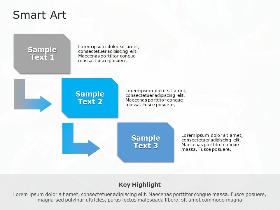 SmartArt Process Step Down 3 Steps PowerPoint Template