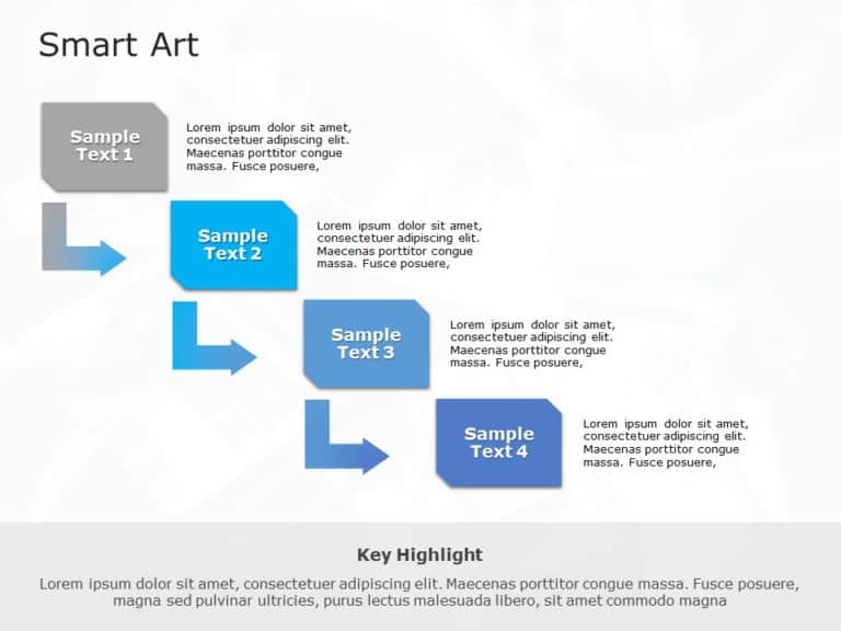 SmartArt Process Step Down 4 Steps PowerPoint Template & Google Slides Theme