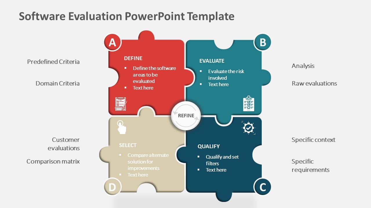 Colorful Puzzle Diagram for Software Evaluation Process Presentation ...