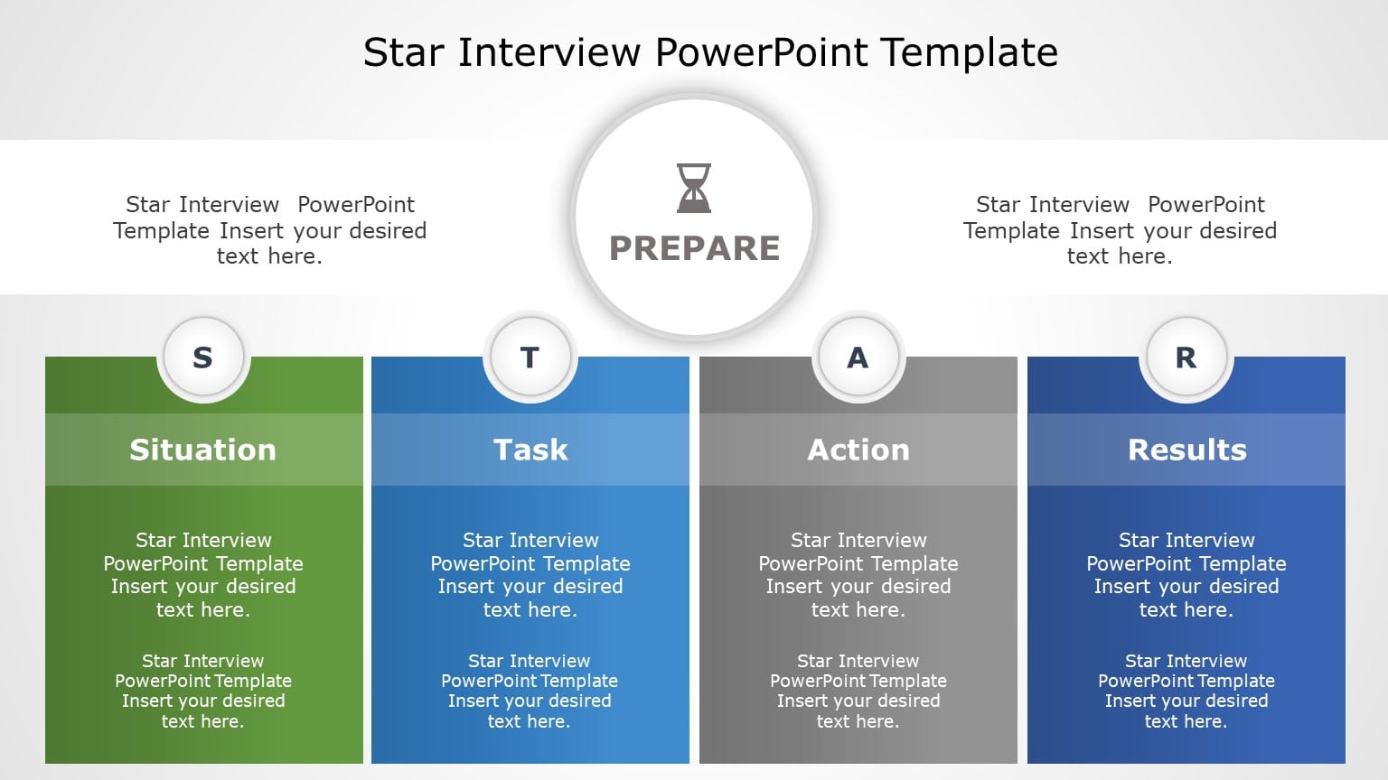 STAR Interview Framework in Green, Blue, and Gray Slide Template