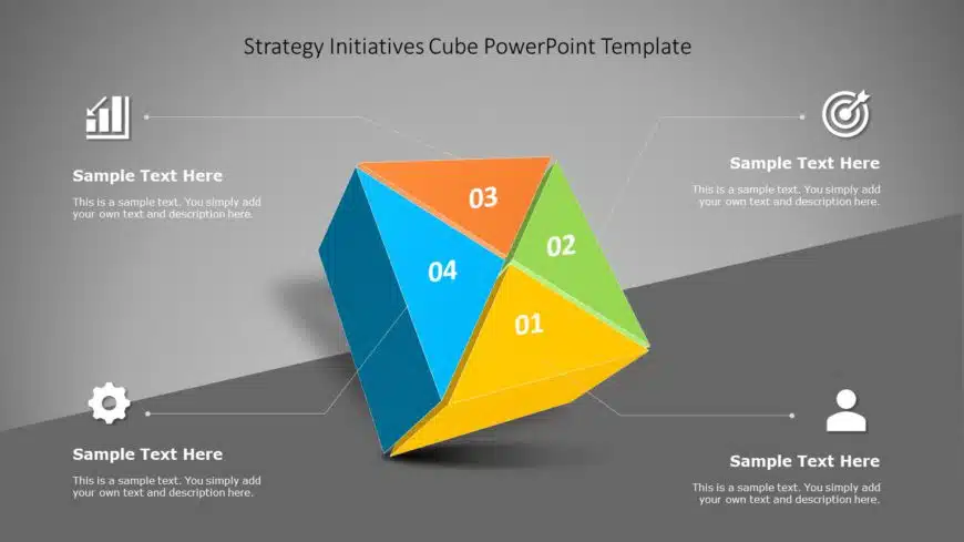 Strategy Initiatives Cube PowerPoint Template