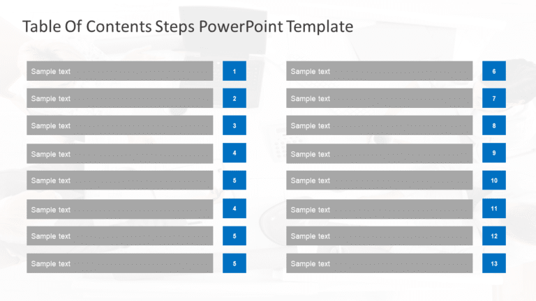 Table of Contents 13 Steps PowerPoint Template & Google Slides Theme