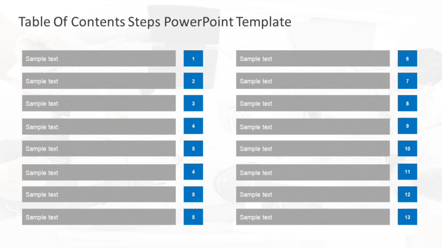 Table of Contents 13 Steps PowerPoint Template