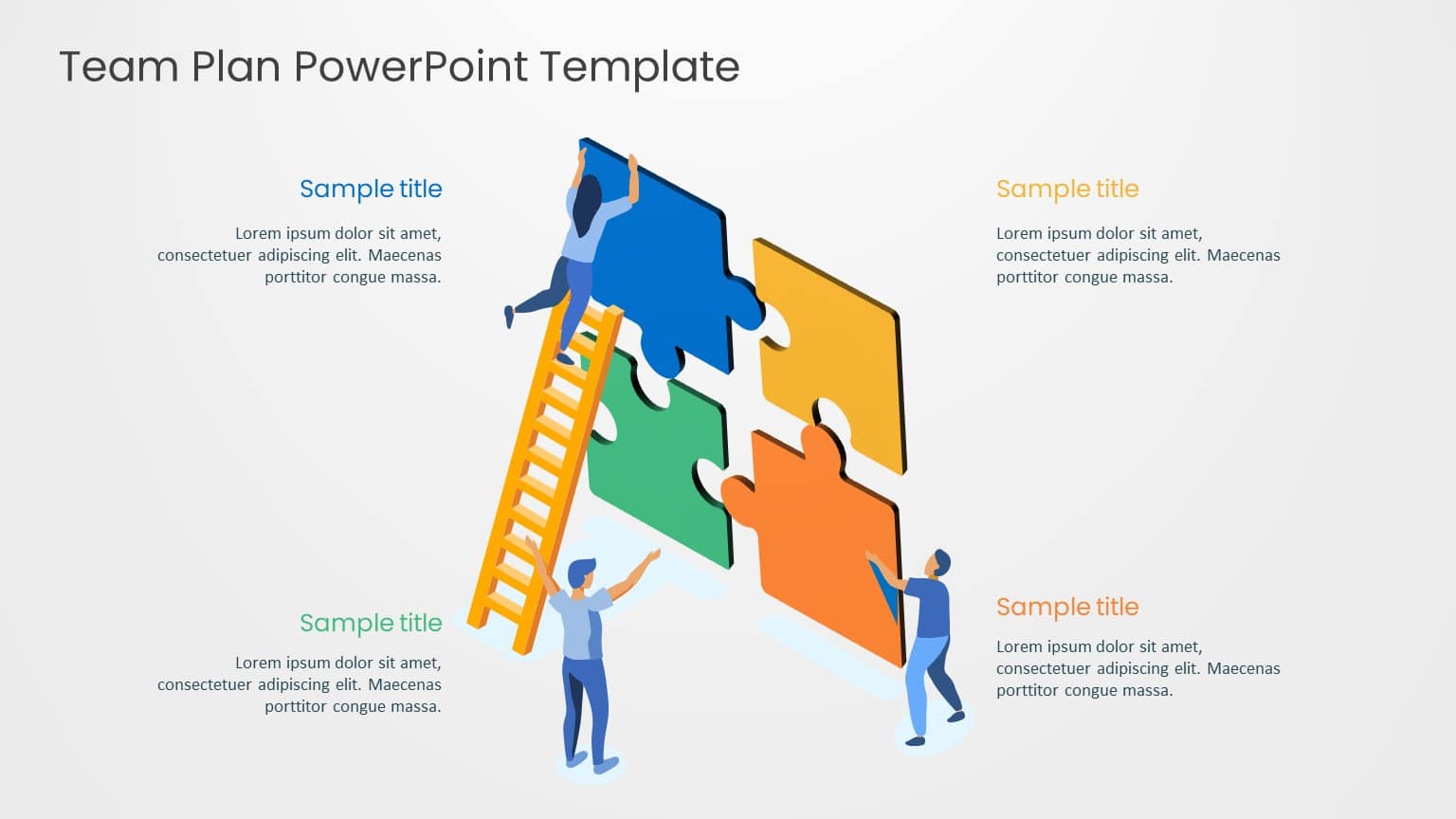 Team Collaboration Puzzle Infographic in Primary Colors Slide Template