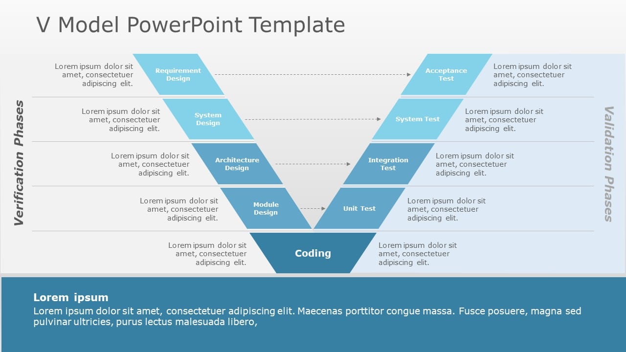 Blue V-Model Development Lifecycle Diagram for Software Projects Slide ...