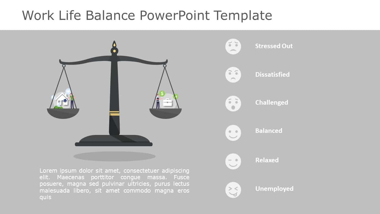 Gray Work-Life Balance Scale Infographic with Emoji Indicators ...