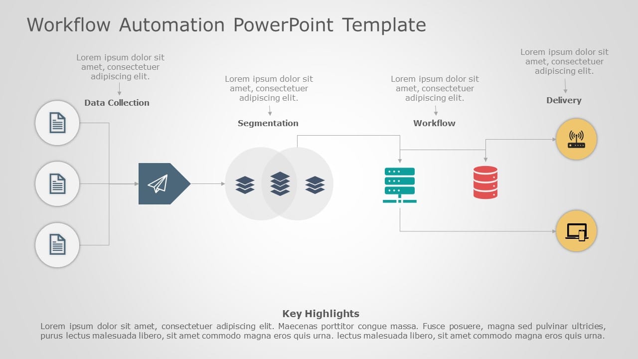 Gray Workflow Automation Process Flowchart with Icon Highlights ...