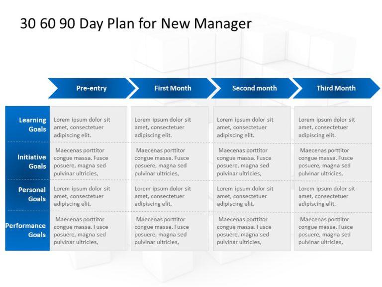 Animated 30 60 90 day plan for New Manager PowerPoint Template