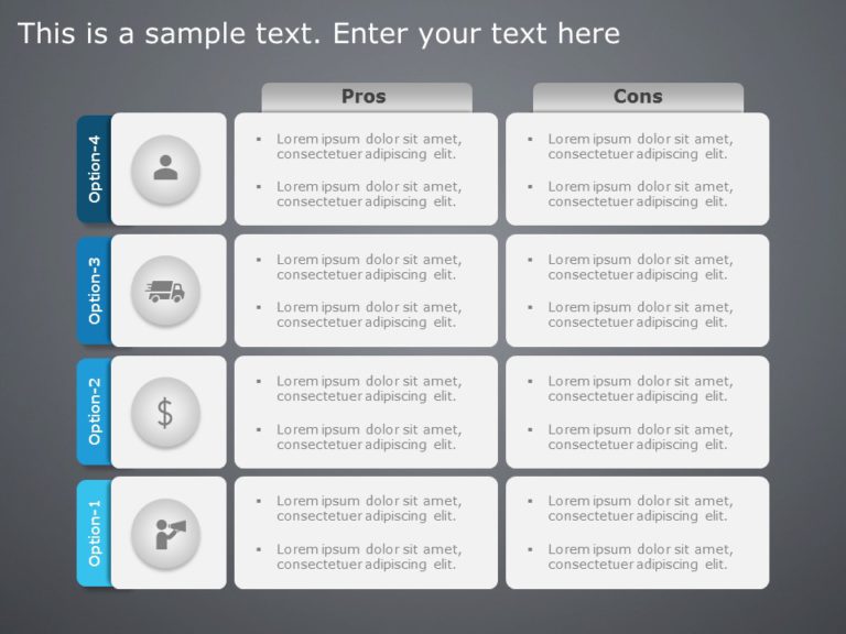 Animated 4 Box text and Tables PowerPoint Template & Google Slides Theme