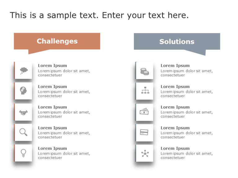 Animated Challenges and Solutions List PowerPoint Template