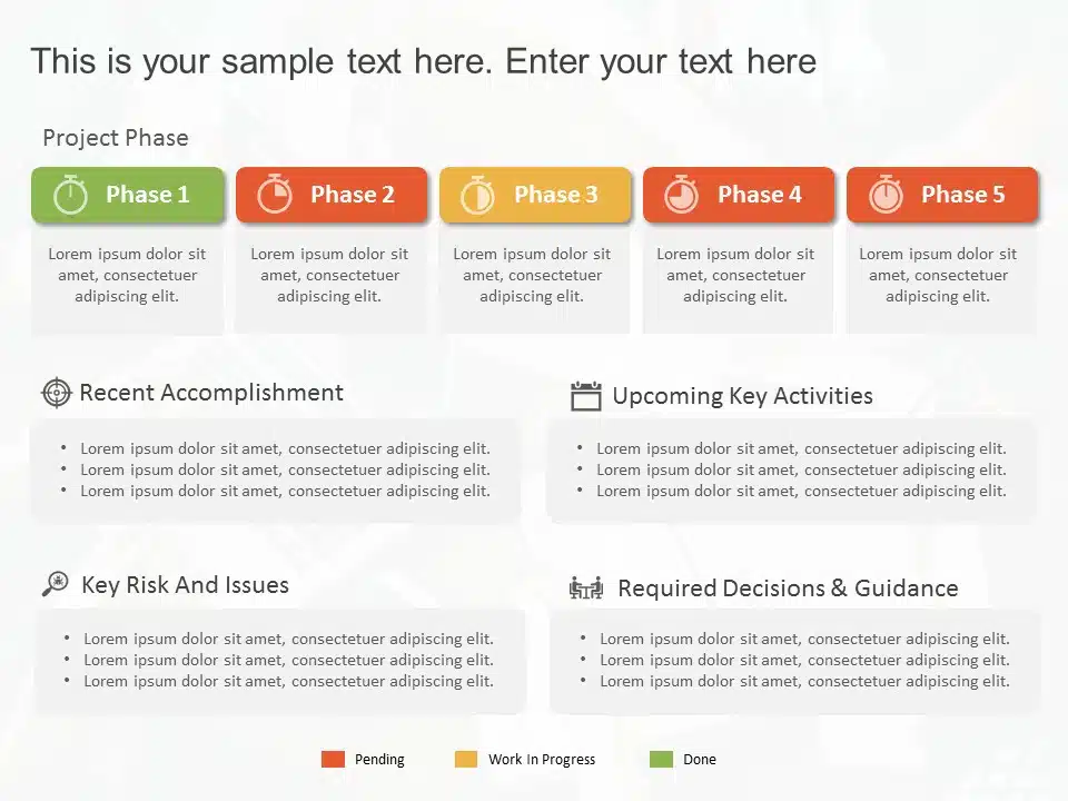 Animated Project Phases Status Summary Google Slides Theme