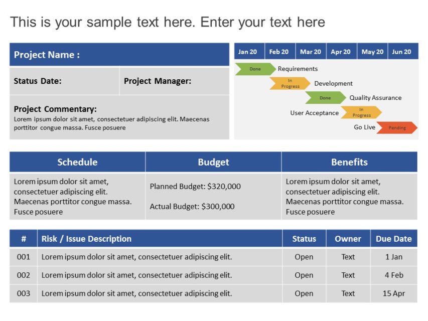 1052+ Free Editable Project Management Dashboard Templates | SlideUpLift