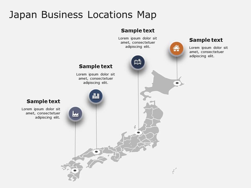 Japan Map Locations PowerPoint Template
