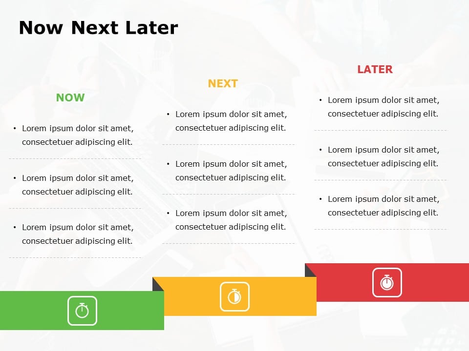 Now Next Later Roadmap PowerPoint Template