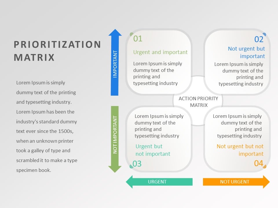 Gradient Priority Matrix for Task Management Slide Template