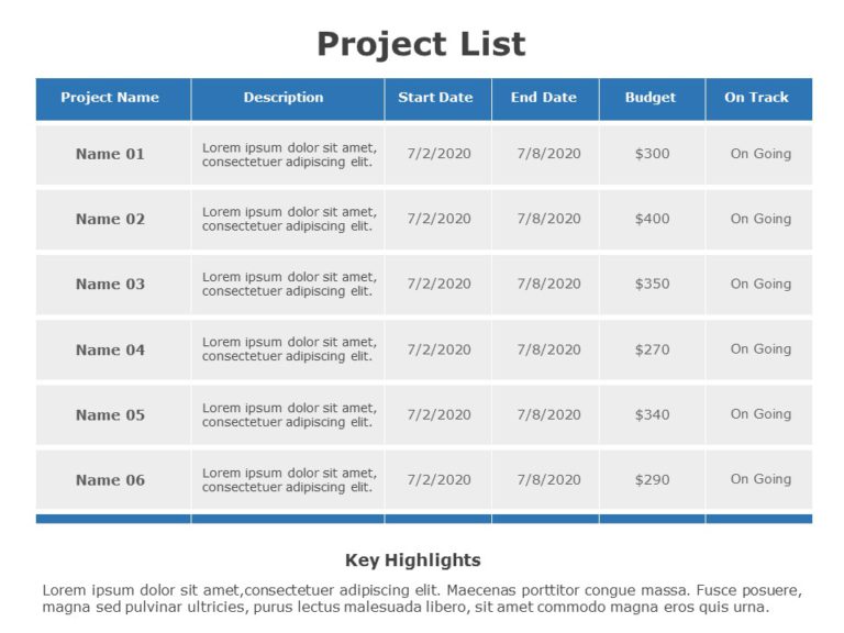 Project List 01 PowerPoint Template