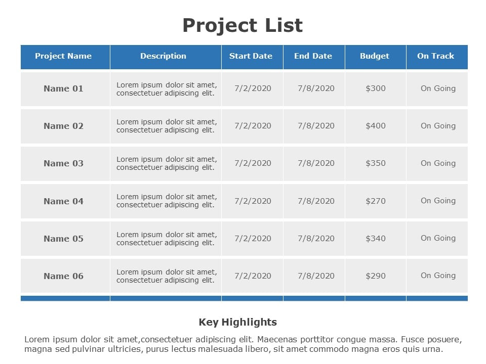 Project List 01 PowerPoint Template
