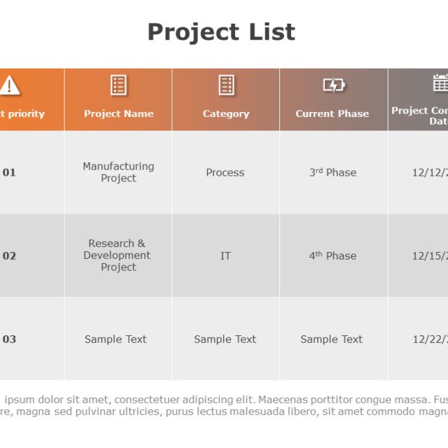 Project List PowerPoint Template | Project List Templates | SlideUpLift