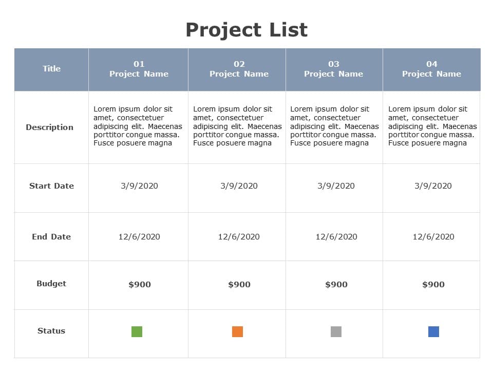 Project List 05 PowerPoint Template & Google Slides Theme