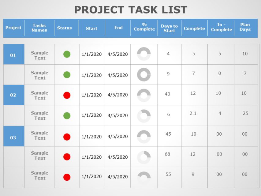 Project Task List 01 | project task list Templates | SlideUpLift